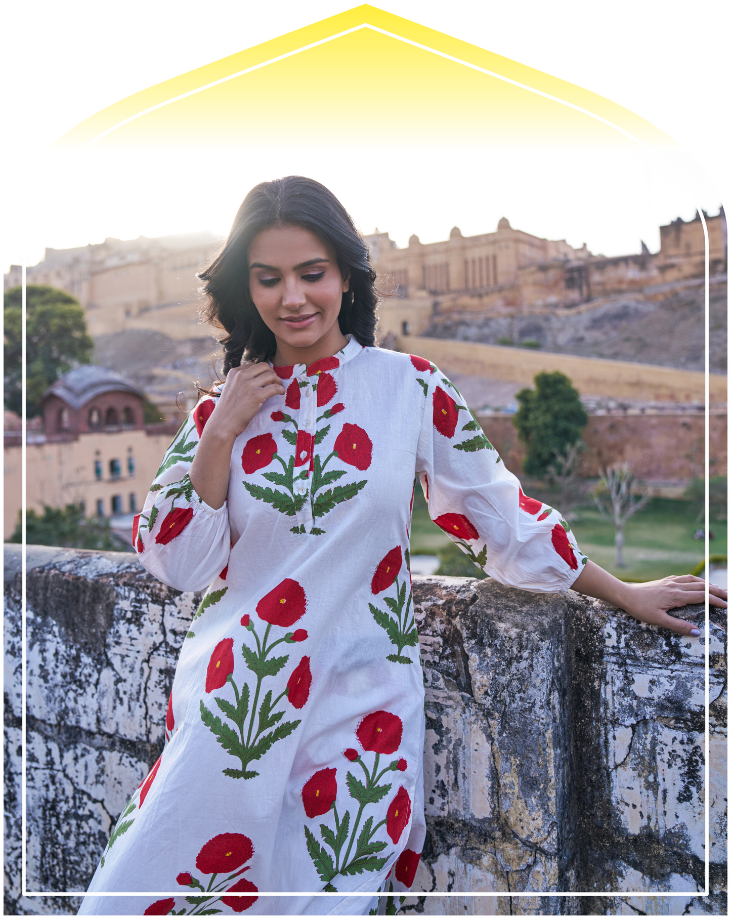 Gul Hand Block Red Poppy Co-Ord Set