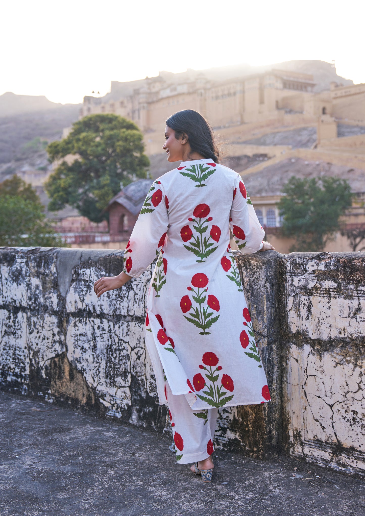 Gul Hand Block Red Poppy Co-Ord Set