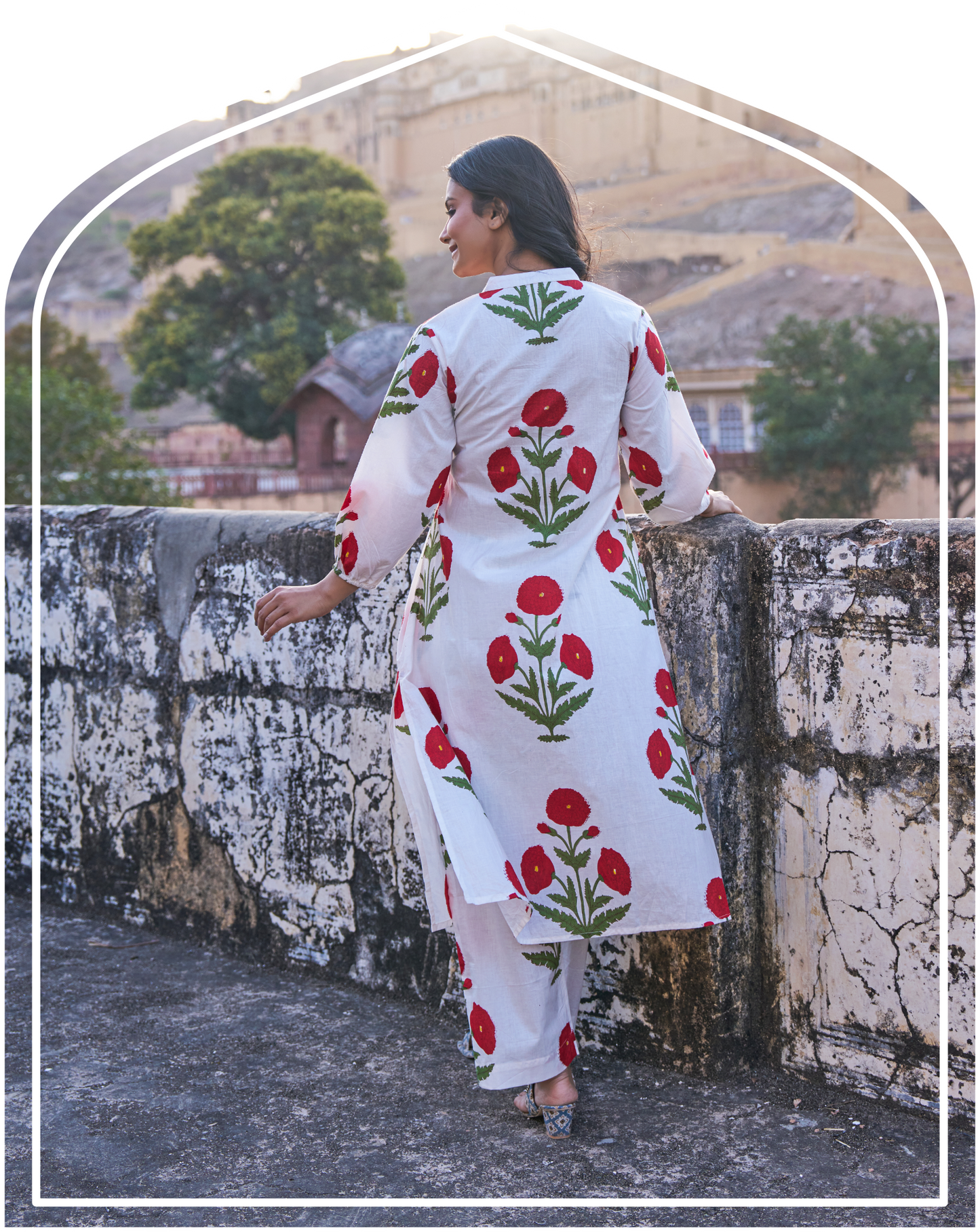 Gul Hand Block Red Poppy Co-Ord Set