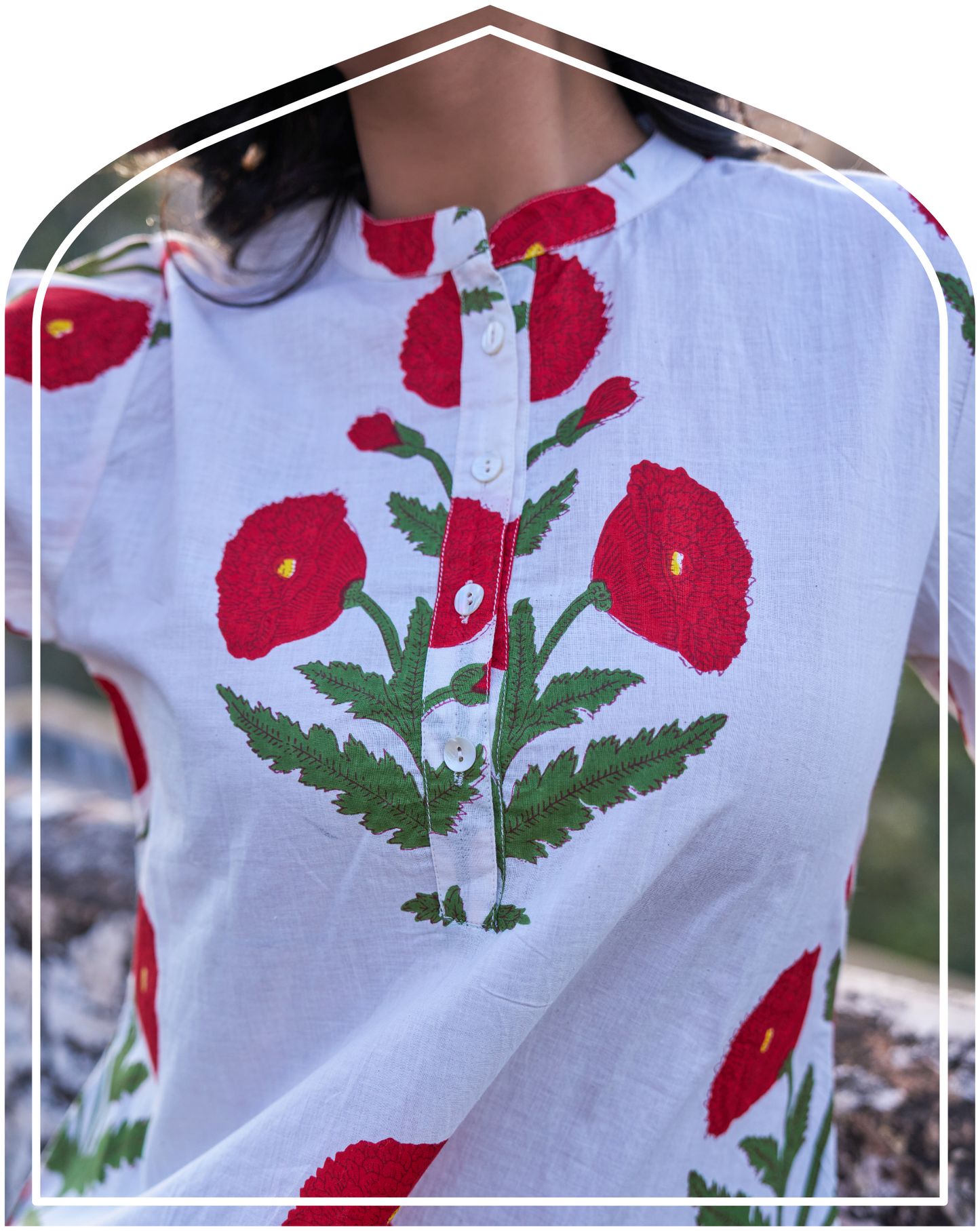 Gul Hand Block Red Poppy Co-Ord Set