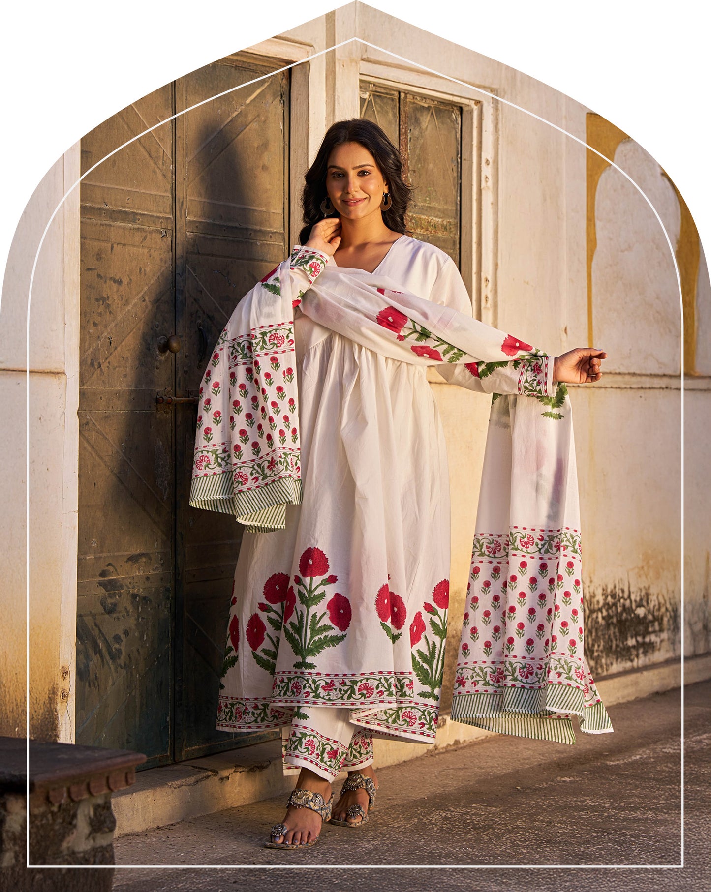 Red Pankhuri 3 - Piece Suit Set