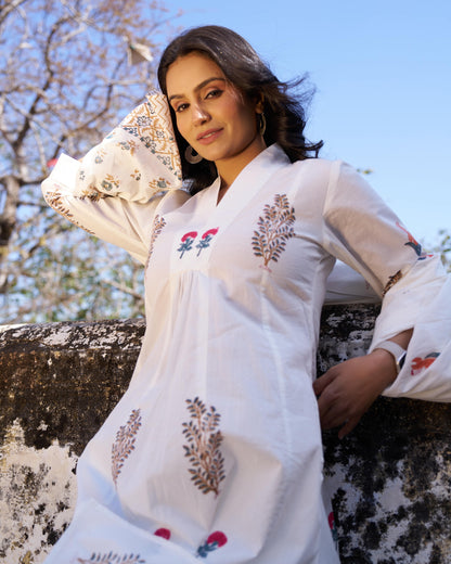 Pankhuri Hand Block Print 3-Piece Suit Set with Pant and Dupatta