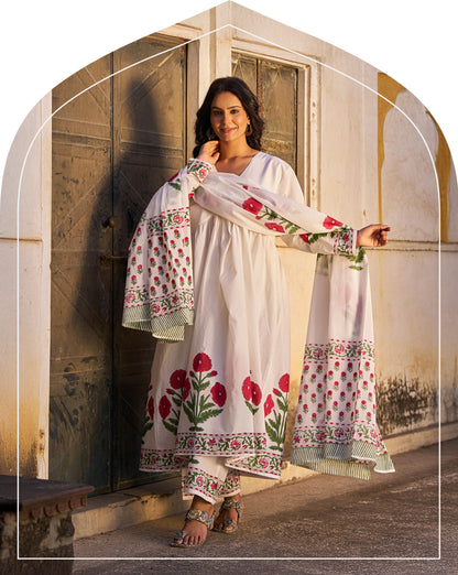 Red Pankhuri 3 - Piece Suit Set
